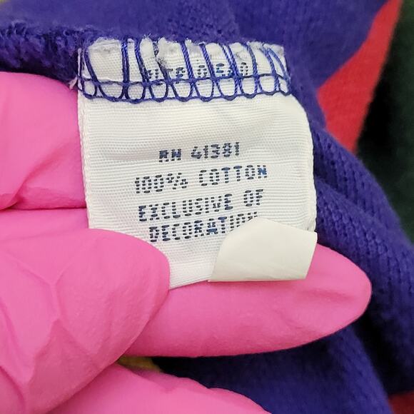 Ralph-Lauren Scribble Striped Polo Shirt S/M 18x25 Cropped - Picture 8 of 13